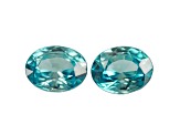 Blue Zircon 6.9x4.8mm Oval Matched Pair 2.68ctw