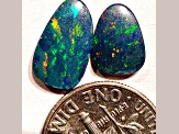 Opal on Ironstone Free-Form Doublet Set of 2 3.50ctw