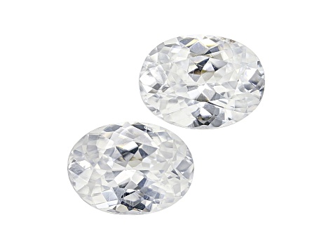 White Zircon 8x6mm Oval Matched Pair 3.25ctw
