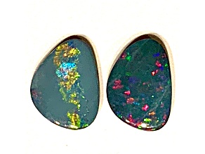 Opal on Ironstone Free-Form Doublet Set of 2 2.00ctw