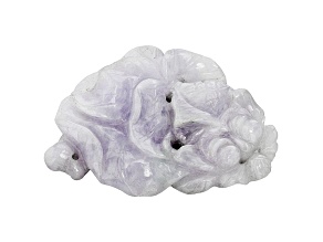 Lavender Jadeite1.95x1.36 Inch Goldfish And Lotus Blossom Carving