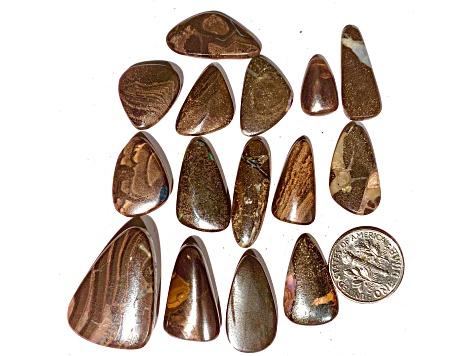 Boulder Opal Pre-Drilled Free-Form Cabochon Set of 15 158ctw