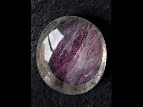 "Pink Fire" Covellite Included Quartz 31x27mm Oval Cabochon 73.51ct