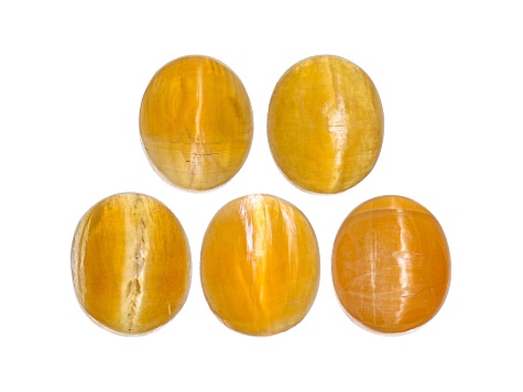 Fire Opal Cat's Eye 7x6mm Oval Set of 5 4.46ctw