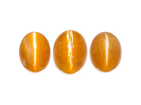 Fire Opal Cat's Eye Oval Matched Set of 3 5.60ctw