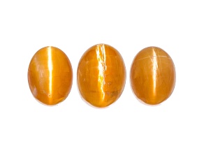 Fire Opal Cat's Eye Oval Matched Set of 3 5.60ctw