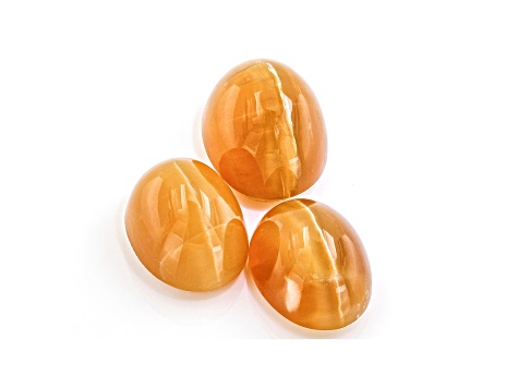 Fire Opal Cat's Eye Oval Matched Set of 3 5.60ctw
