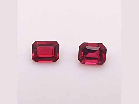Burmese Red Spinel Unheated 5x4mm Emerald Cut Matched Pair 1.07ctw