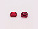 Burmese Red Spinel Unheated 5x4mm Emerald Cut Matched Pair 1.07ctw