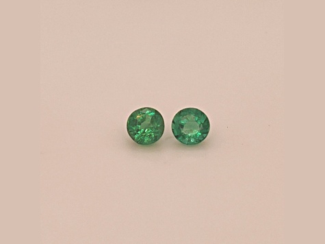 Zambian Emerald 4.8mm Round Matched Pair 0.91ctw