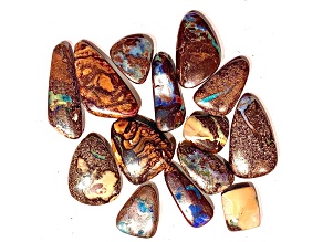 Boulder Opal Pre-Drilled Free-Form Cabochon Set of 15 127ctw