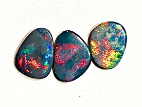 Opal on Ironstone Free-Form Doublet Set of 3 9.49ctw
