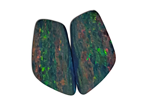 Australian Opal Doublet 16x14mm Free-Form Cabochon Pair 17.92ctw