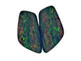 Australian Opal Doublet 16x14mm Free-Form Cabochon Pair 17.92ctw