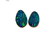 Opal on Ironstone Free-Form Doublet Set of 2 2.80ctw