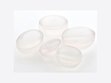 Pink Chalcedony Round and Oval Cabochon Set of 5 8.00ctw