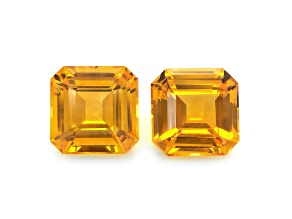 Yellow-Orange Sapphire 6.7mm Emerald Cut Matched Pair 3.55ctw
