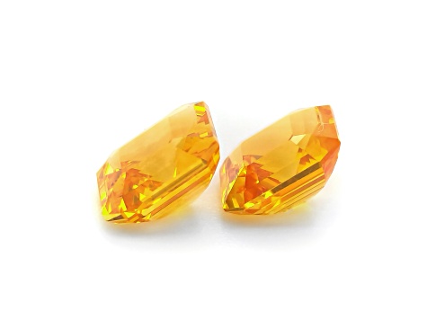 Yellow-Orange Sapphire 6.7mm Emerald Cut Matched Pair 3.55ctw