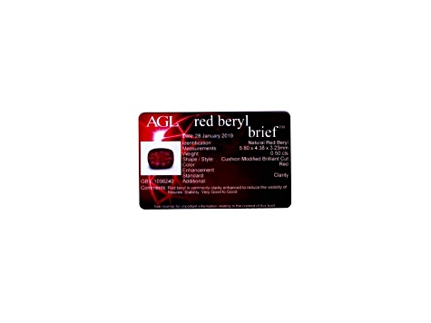 Red Beryl 5.8x4.4mm Cushion 0.5ct