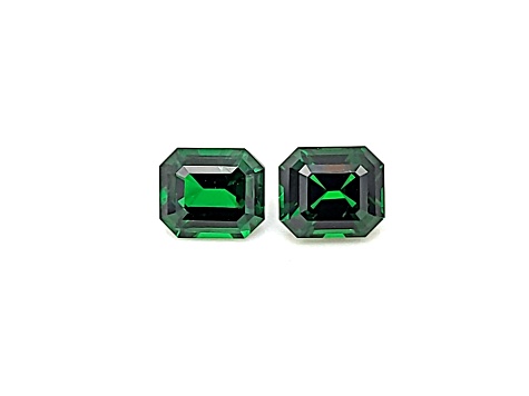 Tsavorite 7.6x6.5mm Emerald Cut Pair 4.19ct