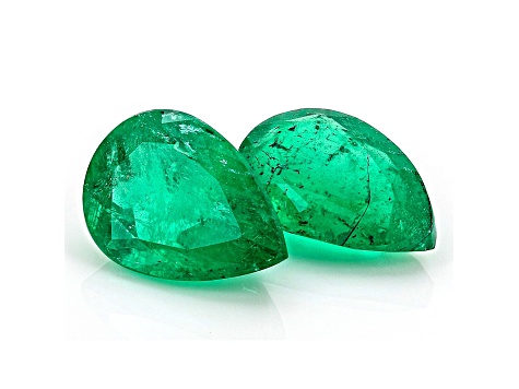 Colombian Emerald 9.4x6.8mm Pear Shape Matched Pair 2.81ctw