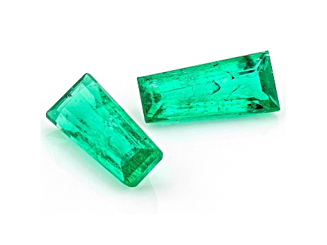 Colombian Emerald 7x3mm Tapered Baguette Matched Pair 0.80ctw