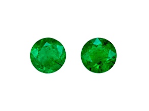 Brazilian Emerald 6mm Round Matched Pair 1.42ctw