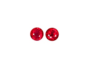 Burmese Ruby 6.4mm Round Matched Pair 2.64ctw