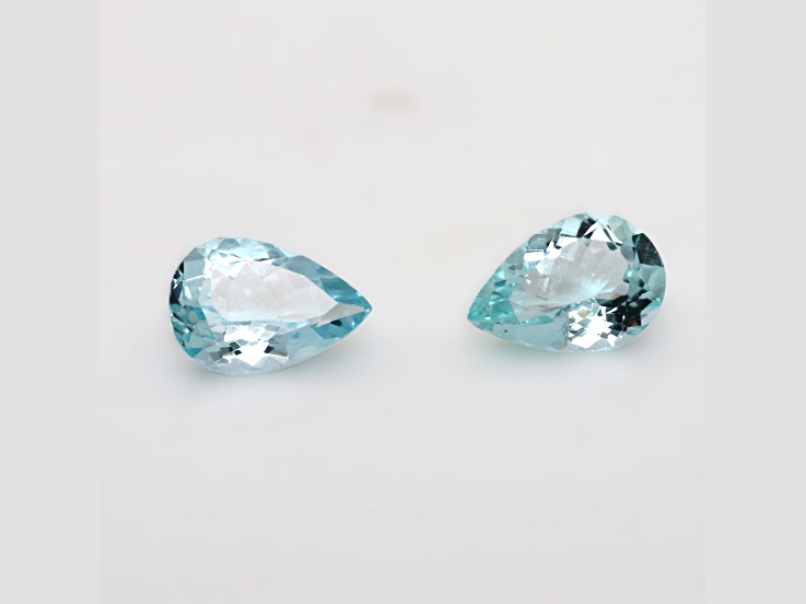 Pair of Blue Aquamarine Pear Shape 10x7.2x4.4mm, 3.33ctw