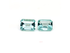 Special Color Greenish Aquamarine 9x7mm Rectangular Octagonal Pair, 3.67ctw