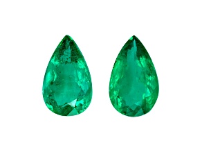 Brazilian Emerald 11.2x6.9mm Pear Shape Matched Pair 3.93ctw