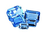 Swiss Blue Topaz Calibrated Emerald Cut Set of 5 6.00ctw