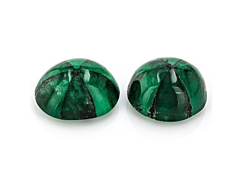 Trapiche Emerald 11.5x9.5mm Oval Cabochon Matched Pair 9.35ct