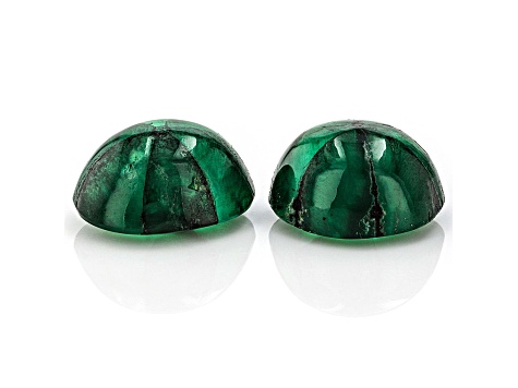 Trapiche Emerald 11.5x9.5mm Oval Cabochon Matched Pair 9.35ct