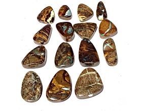 Boulder Opal Pre-Drilled Free-Form Cabochon Set of 15 190ctw