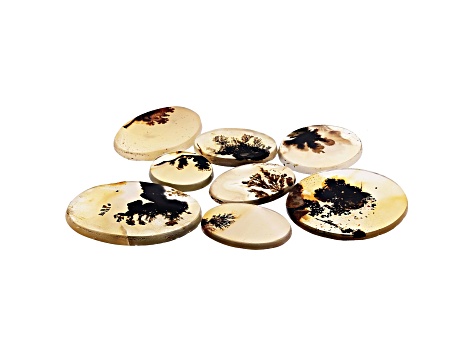 Dendritic Agate Oval and Round Tablet Set of 8 83.17ctw