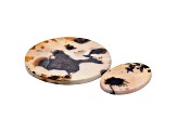 Dendritic Agate Oval and Round Tablet Set of 2 104.57ctw