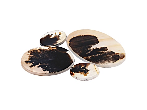 Dendritic Agate Oval and Round Cabochon Set of 4 88.12ctw