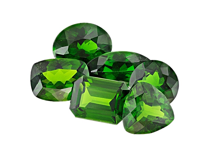 Chrome Diopside Mixed Shapes and Sizes Set of 6 10.55ctw
