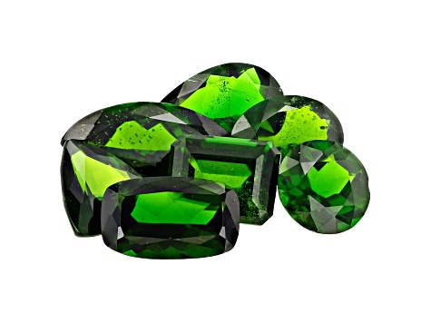 Chrome Diopside Mixed Shapes and Sizes Set of 7 15.56ctw