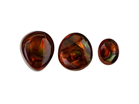 Fire Agate Mixed Shape And Size Cabochon 17.39tw Set of 3
