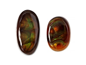 Fire Agate Millimeter Varies Oval Cabochon 19.85tw Set of 2
