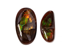 Fire Agate Millimeter Varies Oval Cabochon 18.28tw Set of 2