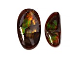 Fire Agate Millimeter Varies Oval Cabochon 18.28tw Set of 2