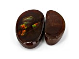 Fire Agate Millimeter Varies Oval Cabochon 18.28tw Set of 2