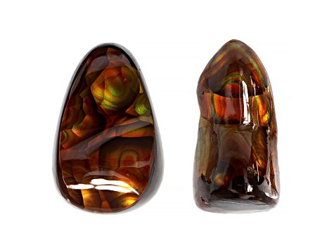 Fire Agate Mixed Shape And Size Cabochon 15.54tw Set of 2.