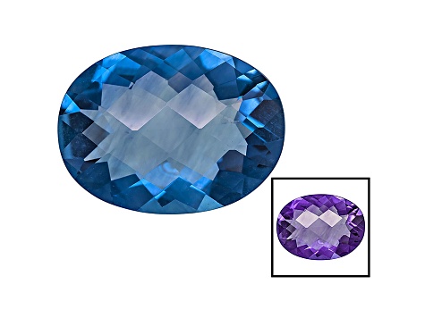 Blue Fluorite Color Shift 16x12mm Oval Checkerboard Cut 6.00ct