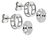 White Zircon 7x5mm Oval With Sterling Silver Bezel Earring Casting Kit 2.00ctw