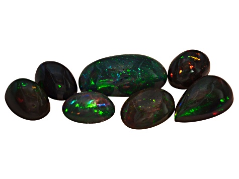 5 Piece Lot 9 To 13 mm AAA+ Multi Fire Opal Rough Crystal Opal Rough Grade Rare Quality Natural Ethiopian Black Opal Slice Chips