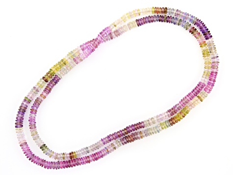 Multi-color Sapphire 4-5mm Thin Rondelle Endless Strand Necklace Approx 24 Inches